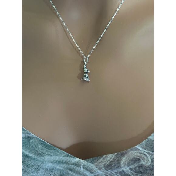 Sterling Silver 3D Oxidized Sitting Rabbit Necklace - Picture 2 of 4